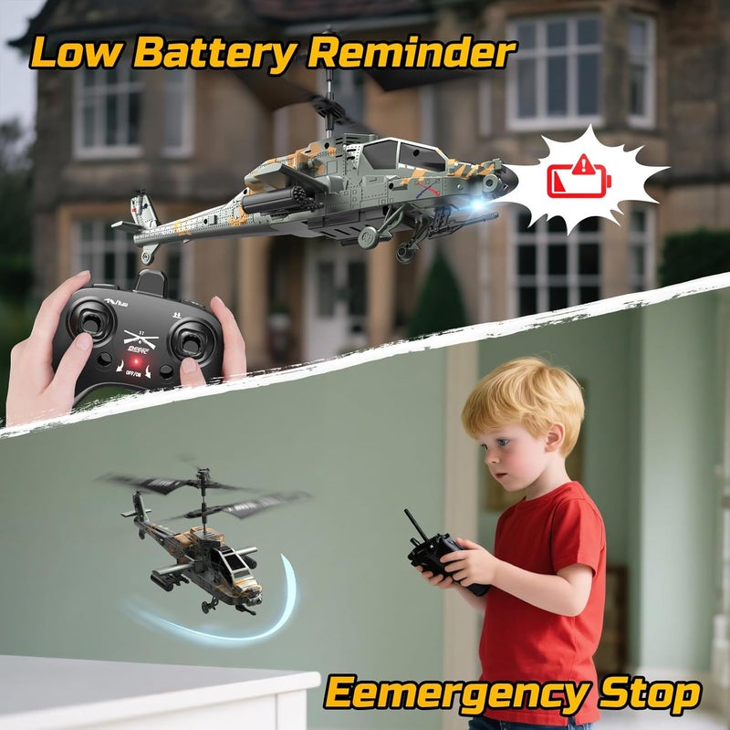 DEERC Apache RC Helicopter for Kids 8-12, Remote Control Helicopter for Adults, Helicopters Toy with 26 Mins Flight Time (2 Batteries), LED Lights, Altitude Hold, Chrismas GIF for Boys - Image 5